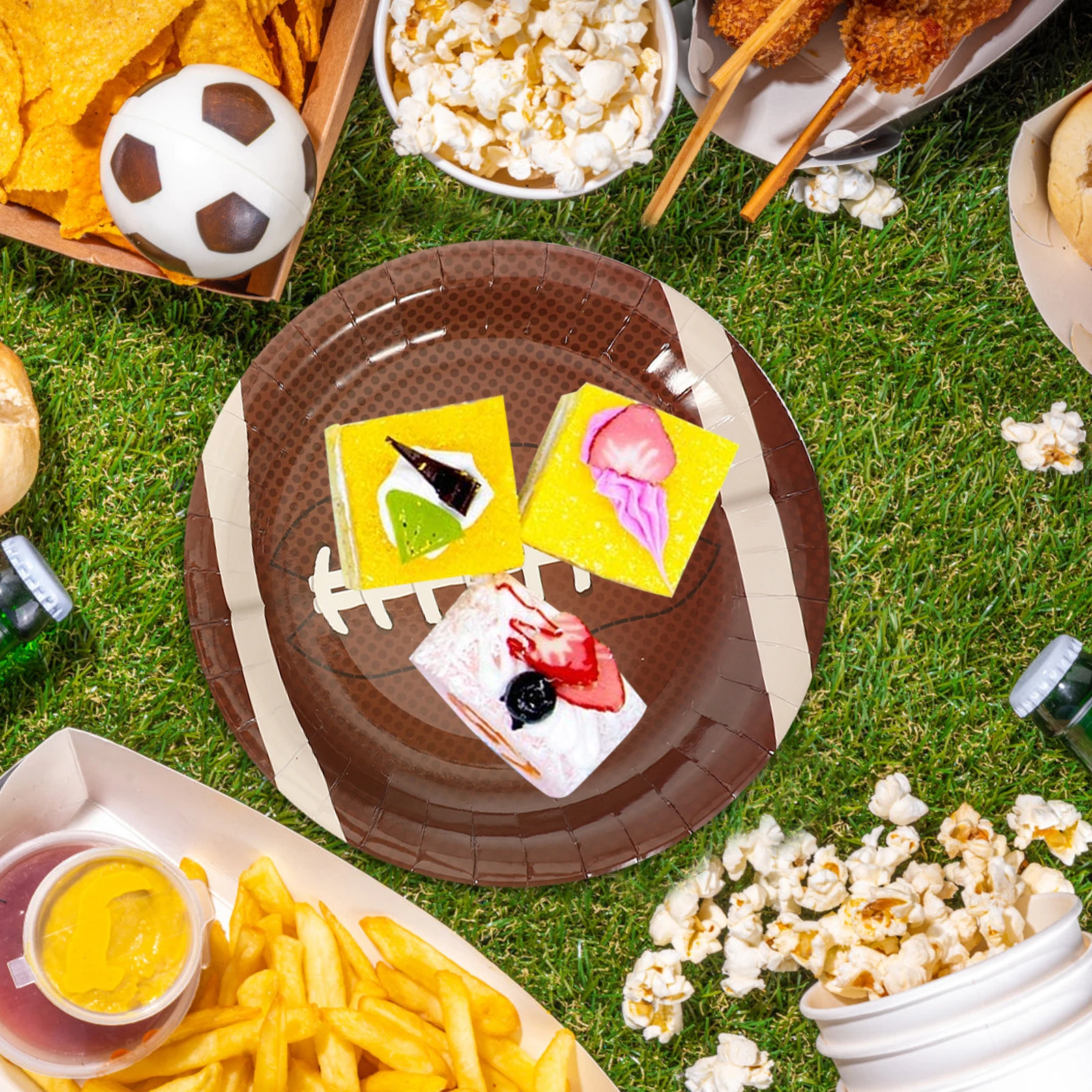 

20pcs Rugby Paper Disposable Party Tableware Food Serving Cake Dessert Appetizer Plates Lightweight Convenient For Birthday