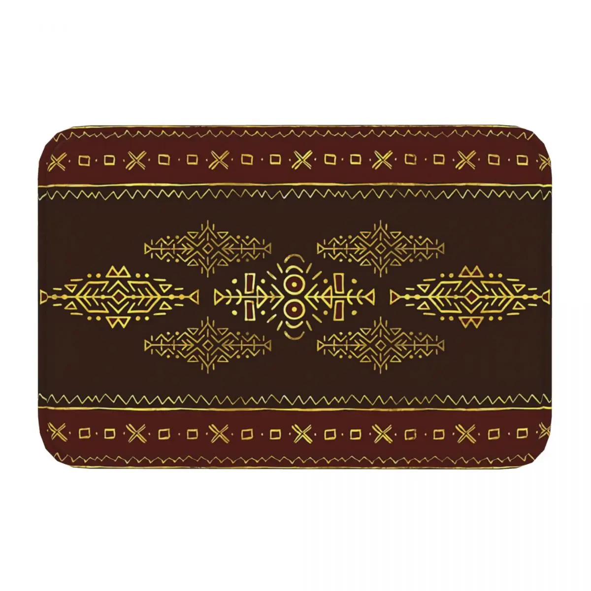 Ethnic African Non-slip Doormat Golden Tribal Composition Living Room Bedroom Mat Outdoor Carpet Indoor Modern Decor