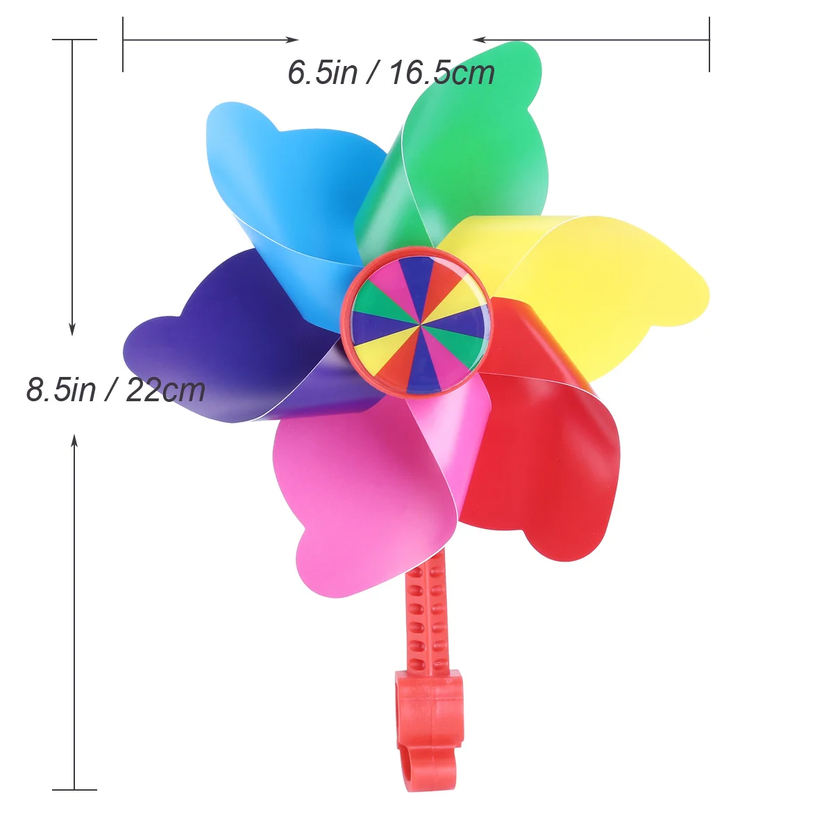 กังหันลมติดแฮนด์จักรยานสำหรับเด็ก สีแดง ก้านยาว ของตกแต่งสำหรับสกู๊ตเตอร์ รถสามล้อ และรถขาไถ