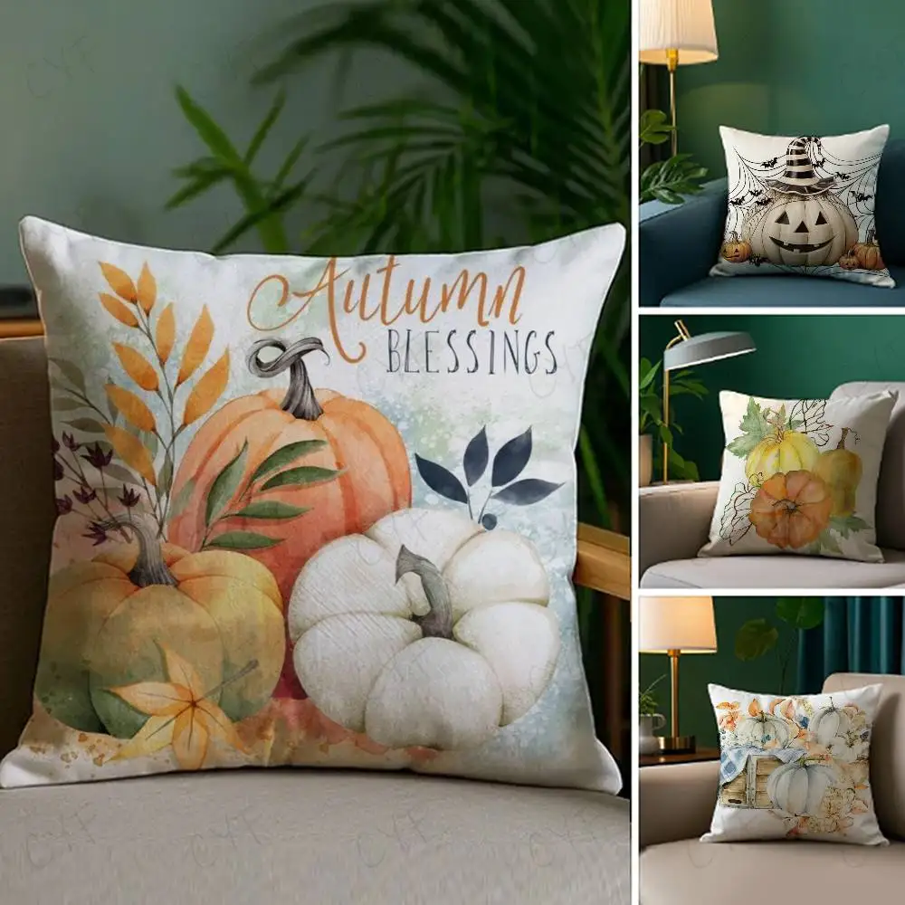 

Colorful Watercolor Pumpkin Pillow Case Custom Printed Brushed Fleece Pillow, Baby Skin-Touch, Eco-Friendly Dye-Sublimation Cush