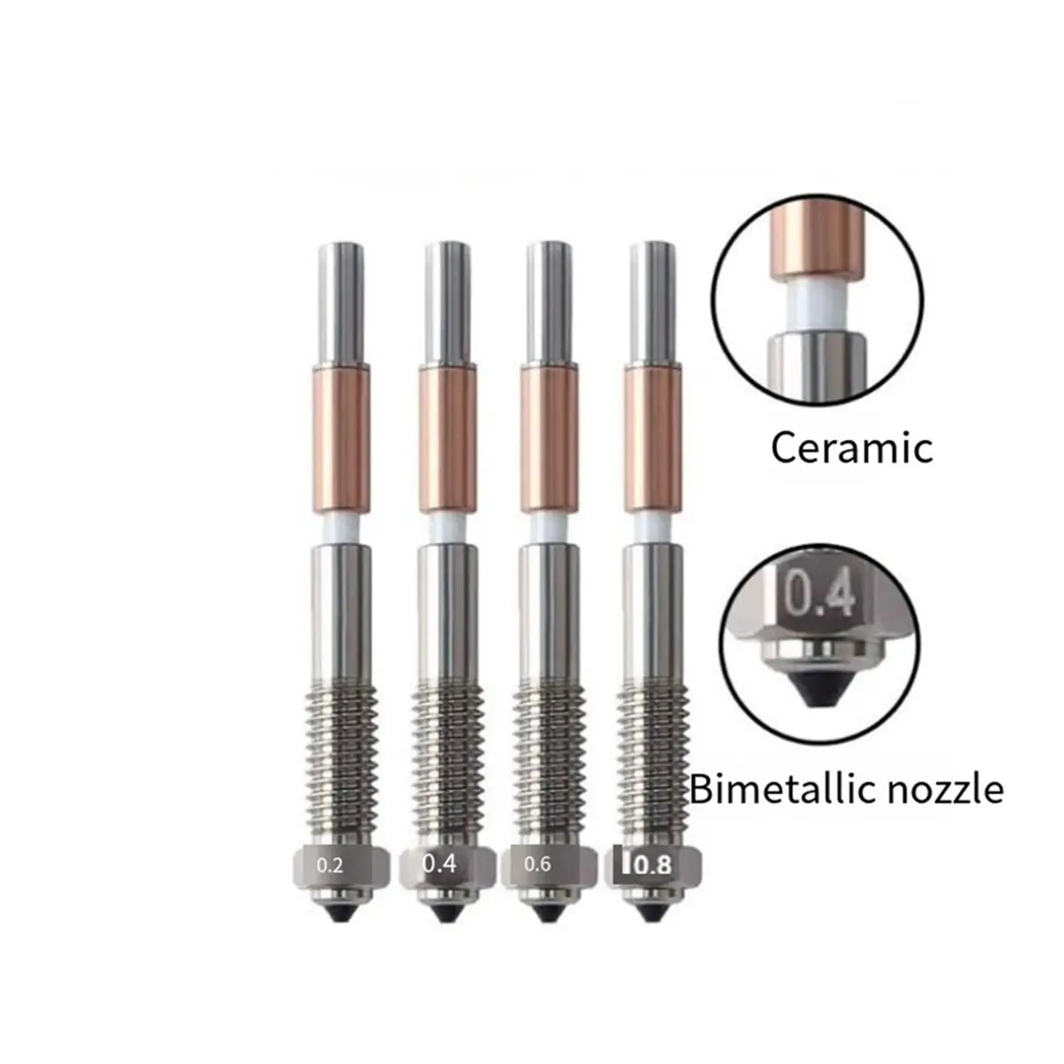 618 Mega Sale For QIDI Q2 Bimetallic Nozzle 0.2mm 0.4mm0.6mm0.8mm with Ceramic Insulation Integrated Nozzles for QIDI Q2C Parts