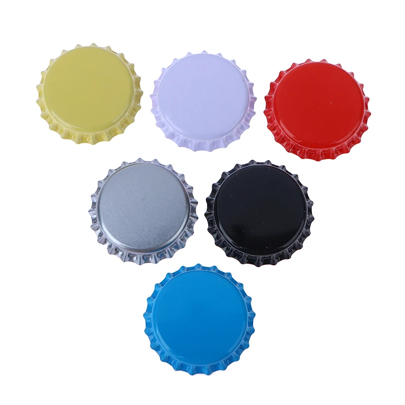 100Pcs Round Flattened Seal Tinplate Bottle Caps for All Standard Beer Bottle Cap DIY Homebrew Beer Seal Closure Lids 6 Colors