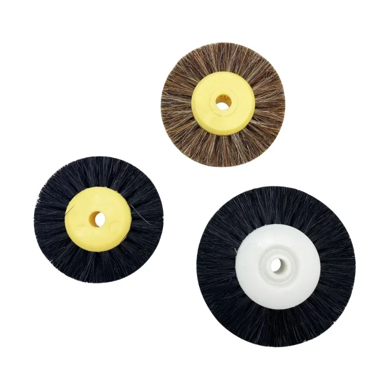 52mm 5-piece set  Polishing Brush Black Brown Bristle Buffing Abrasive Brush with Yellow Plastic Center Jewelry Tools