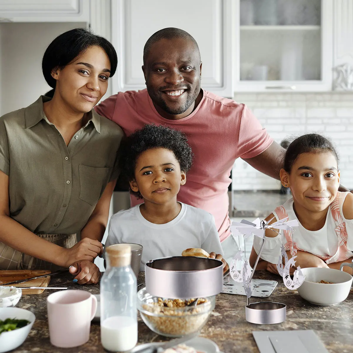 

1Pcs Metal Rotary Holder Silver Romantic Stick Moon Cat Design for Holiday Birthday Wedding Room Decoration