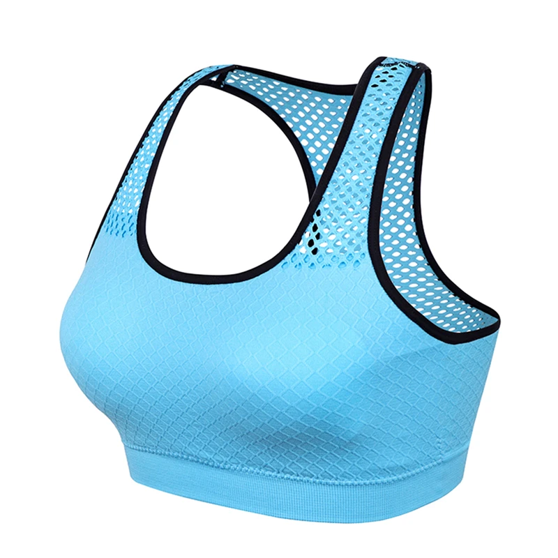 Mesh Sports Bra Hollow Out Sport Top Seamless Fitness Yoga Bras Women Gym Top Padded Running Vest Shockproof Push Up Crop Top