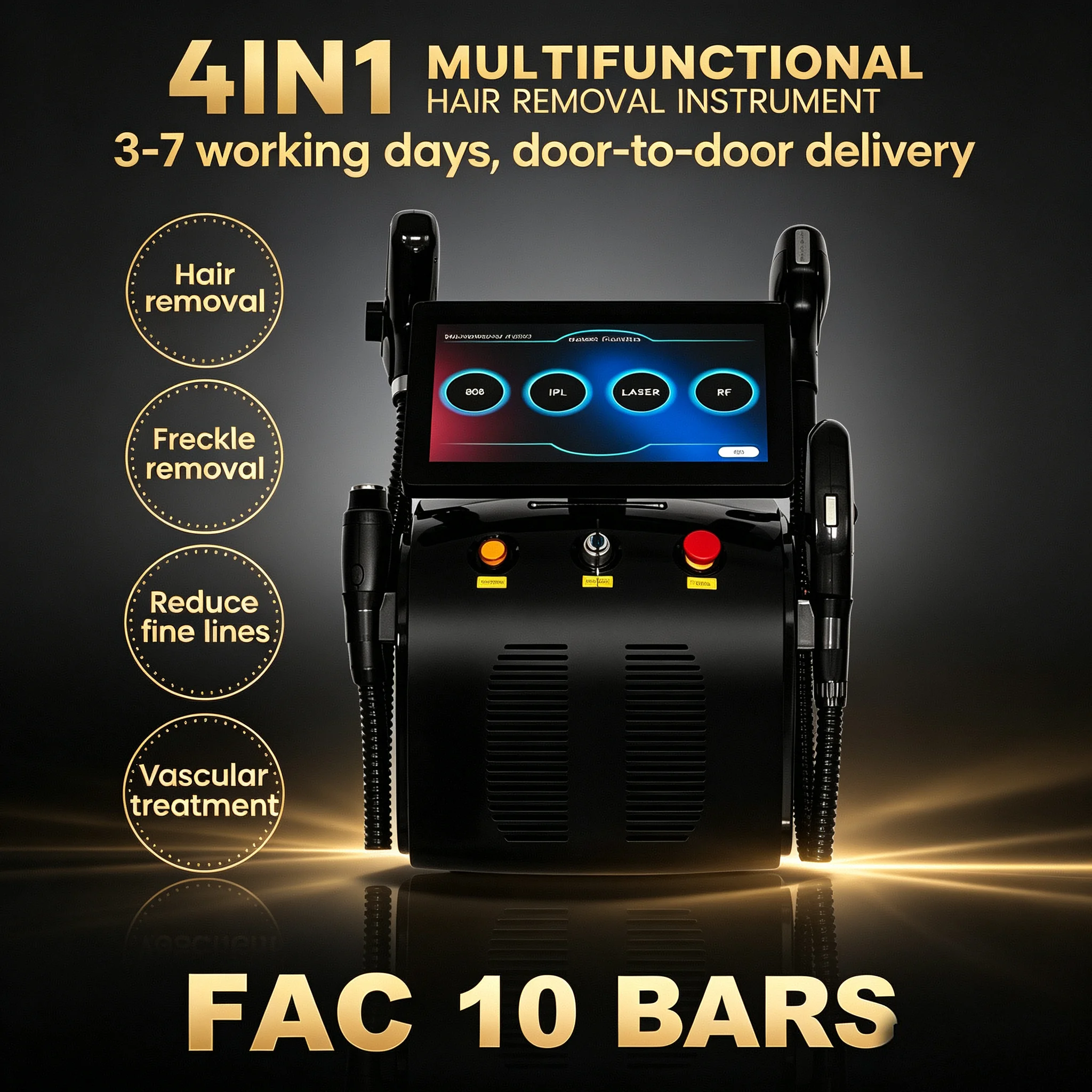 5000W  New 4In1 808nm Diode Laser Pico Carbon Peeling RF Ipl Nd Yag Picosecond Laser  Opt Hair Removal Tattoo Removal Machine