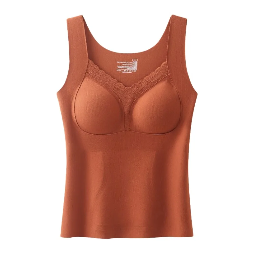 

Slim Fit Seamless Thermal Vest Pullover with Fix Pads Camisoles Tank Top Intimates Antistatic Bottoming Shirt Women Women