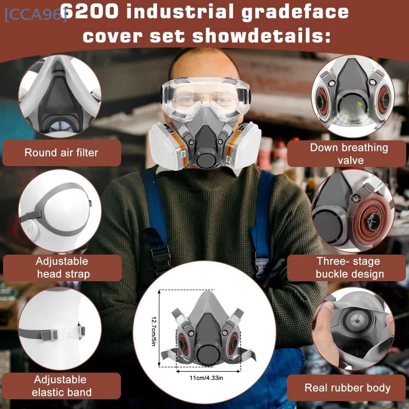 

New 7-in-1/16-in-1 Black 6200 Dust Mask Half Face Respirator Spray Paint Organic Vapor Chemical Gas Filter Gas Mask Work Safety