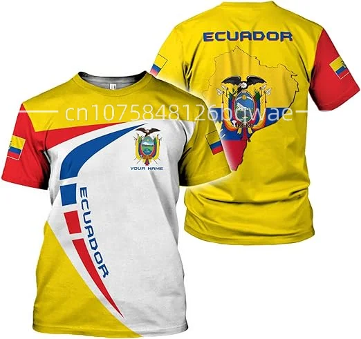 2023 New Custom Name Ecuador Country Flag T-shirts Clothes T shirt Men Women Tees Tops For Soccer Football Fans Gift