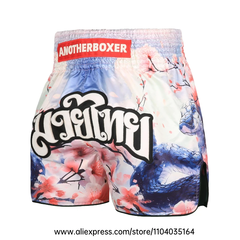 Schlangenmuster Muay Thai Shorts Satin Boxshorts für Männer und Frauen Leichte Kampfsport Kickboxen MMA Training Wettkampfhose