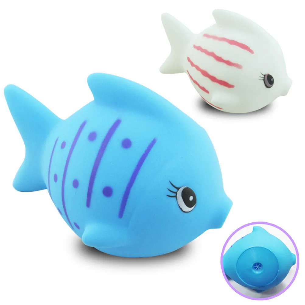 6Pcs Adorable Floating Vinyl Fish Bath Time Accessories for Baby Infant Colorful Animal Design Squeezable Sound Stimulate