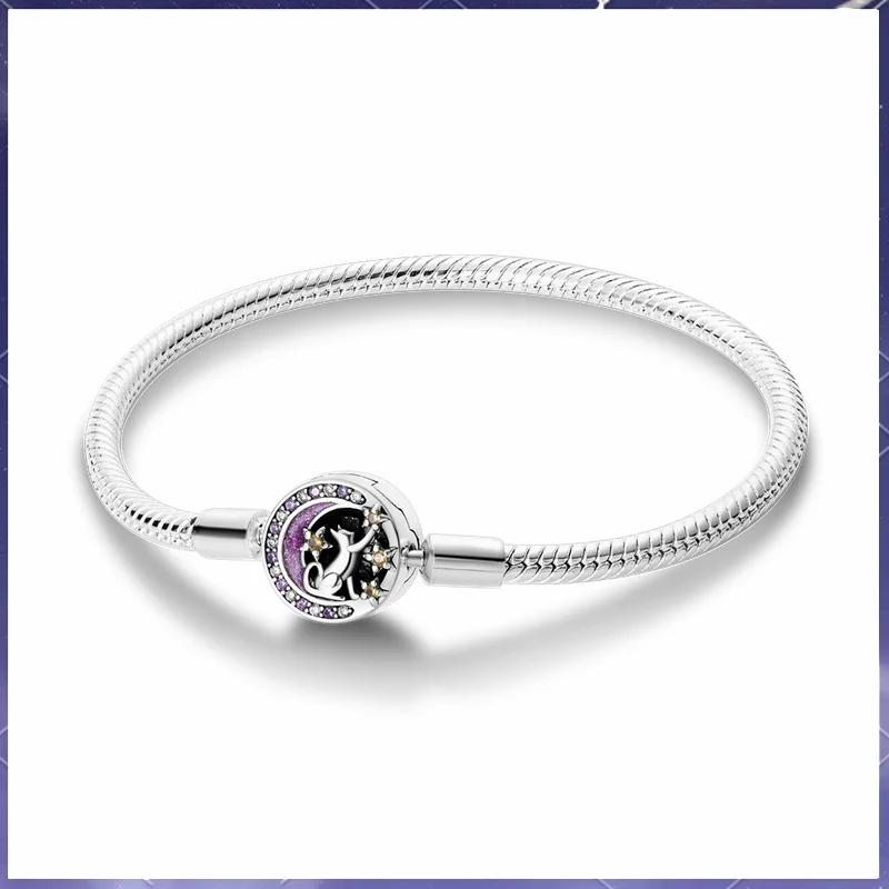 Neues klassisches Mode-Armband mit Stern, Mond und Katze, Basic-Kette, Schlangenknochen-Armband, geeignet für Original-Charm-Damenschmuck