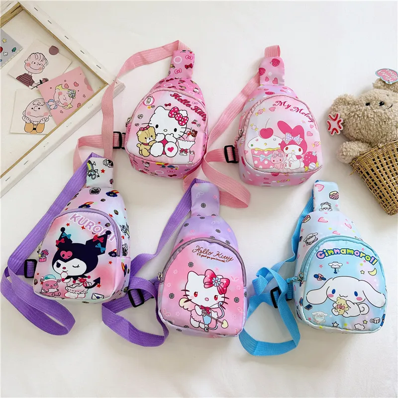 2023 Sanrio Crossbody Bag Kawaii HelloKitty Kuromi Cinnamoroll New Children\'s Cartoon Zero Wallet Cute Girl Shopping Storage Bag