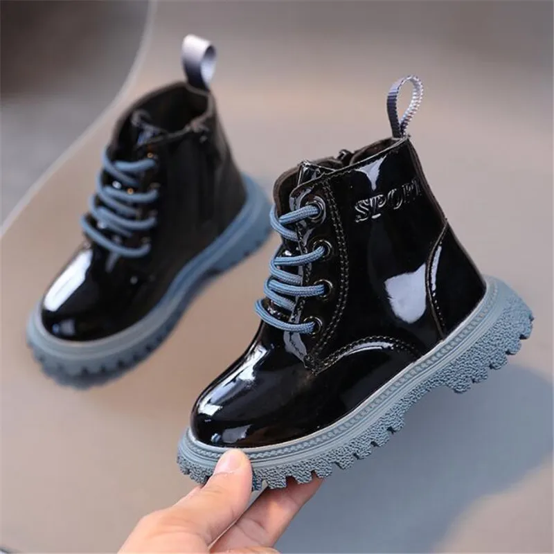 Children Designer Boots Leather Kids Short Ankle Boot Fashion Lace Up Boy Girl Casual Shoes