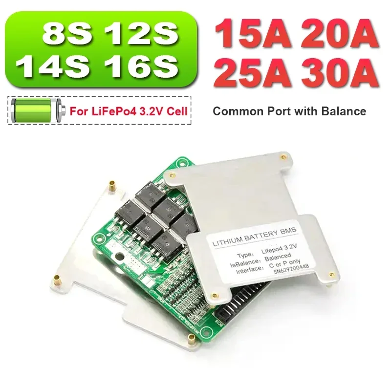 

15A 20A 25A 30A Lithium BMS LiFePO4 LFP 8S 12S 14S 16S e-bike battery Management System Protection Board Common Board Balance