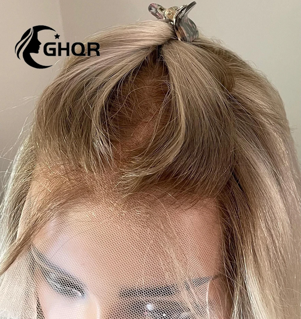 Ombre Blonde Spitze Front Perücke Menschenhaar Farbige Perücken Für Frauen Lange Gerade Brasilianische Haar Hd Transparent Volle Spitze 360 frontal