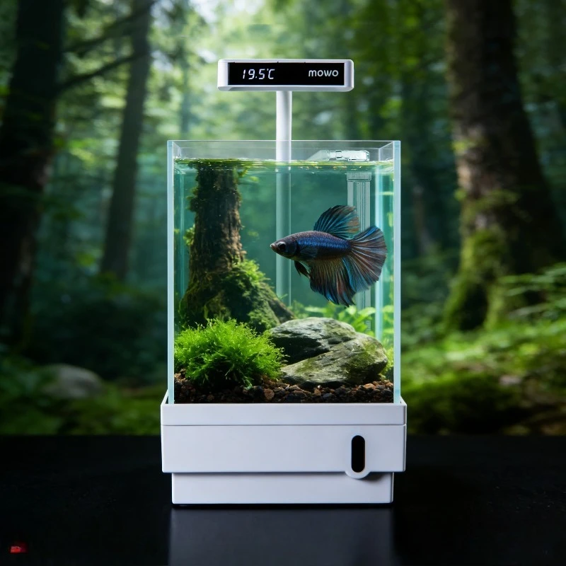 The second-generation intelligent constant temperature bottom filter   light betta tank desktop ultra-white glass fish tank