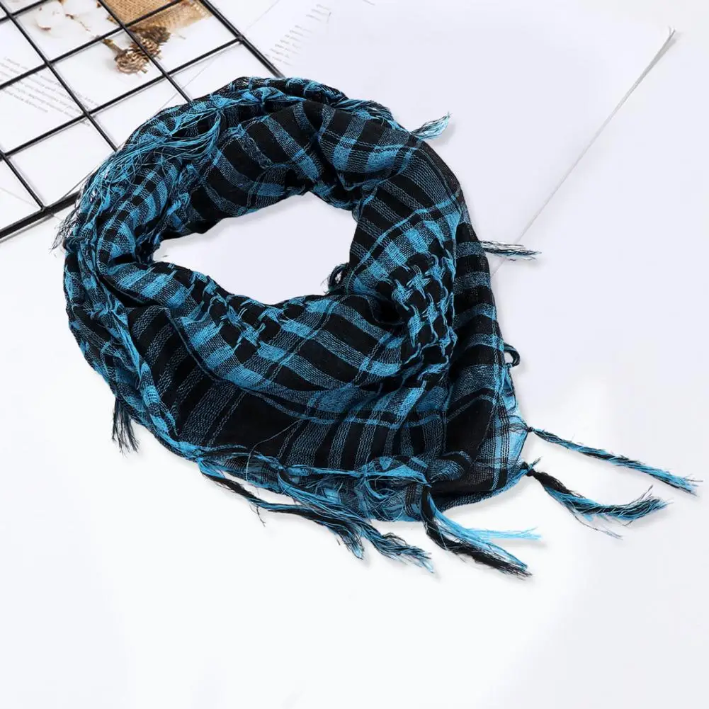 Geometric Print Scarf Windproof Breathable Desert Scarf for Men Women Soft Outdoor Hiking Headshawl with Tassel Unisex for Fall