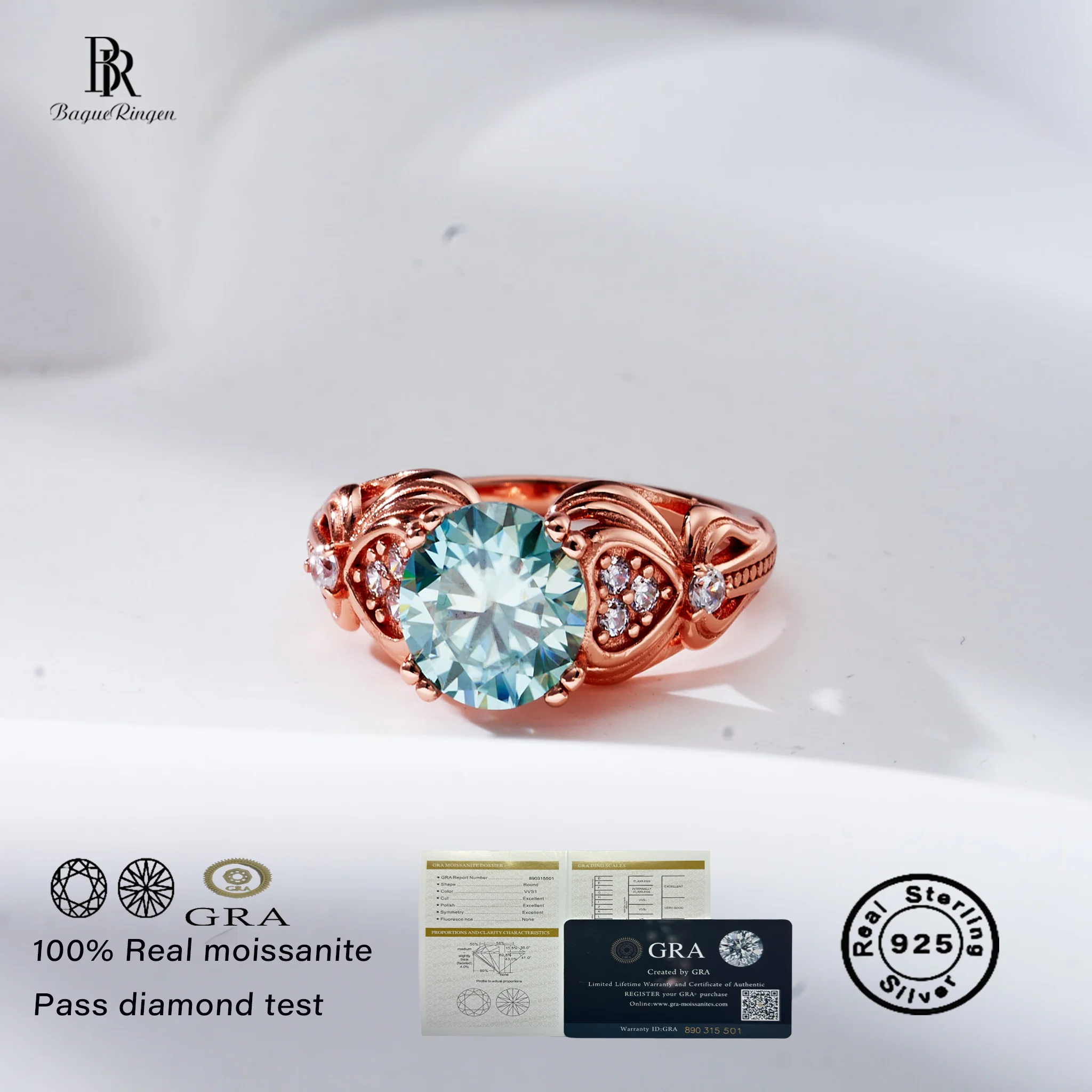 

2CT D Color VVS Moissanite Ring for Women S925 Sterling Silver Lab Diamond Set Bridal Wedding Fine Jewelry Female Accessory