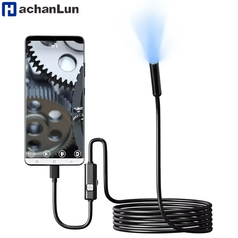 

7.0MM TYPE-C Endoscope Camera IP67 Waterproof 6 LEDs Adjustable USB Android Flexible Inspection Borescope Cameras for Phone PC
