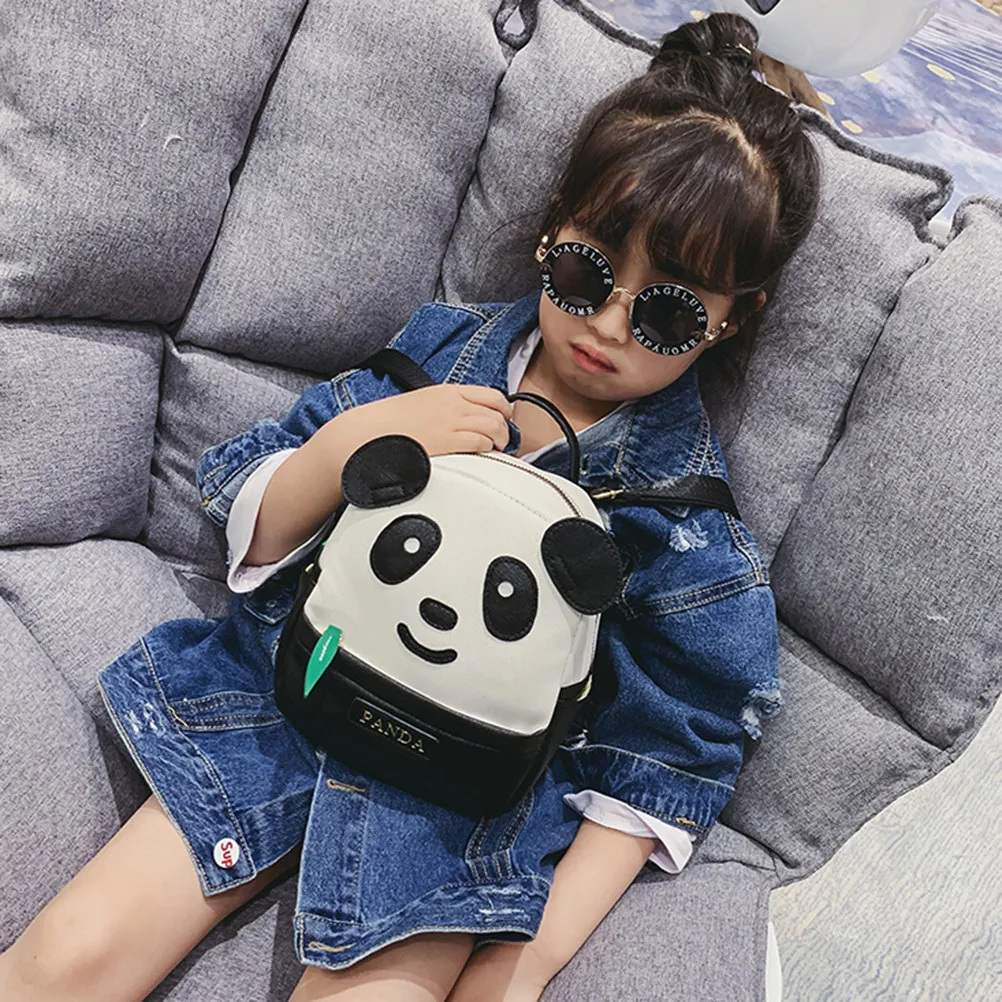 

Black Small Size Panda Pattern Backpack for Kids Teens Unisex School Bag Cartoon Travel Backpack Portable Breathable Outdoor