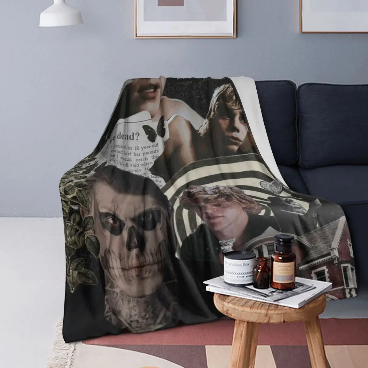 Evan Peters Pattern Blanket Soft Warm Flannel Throw Blanket Plush for Bed Living room Picnic Travel Home Sofa
