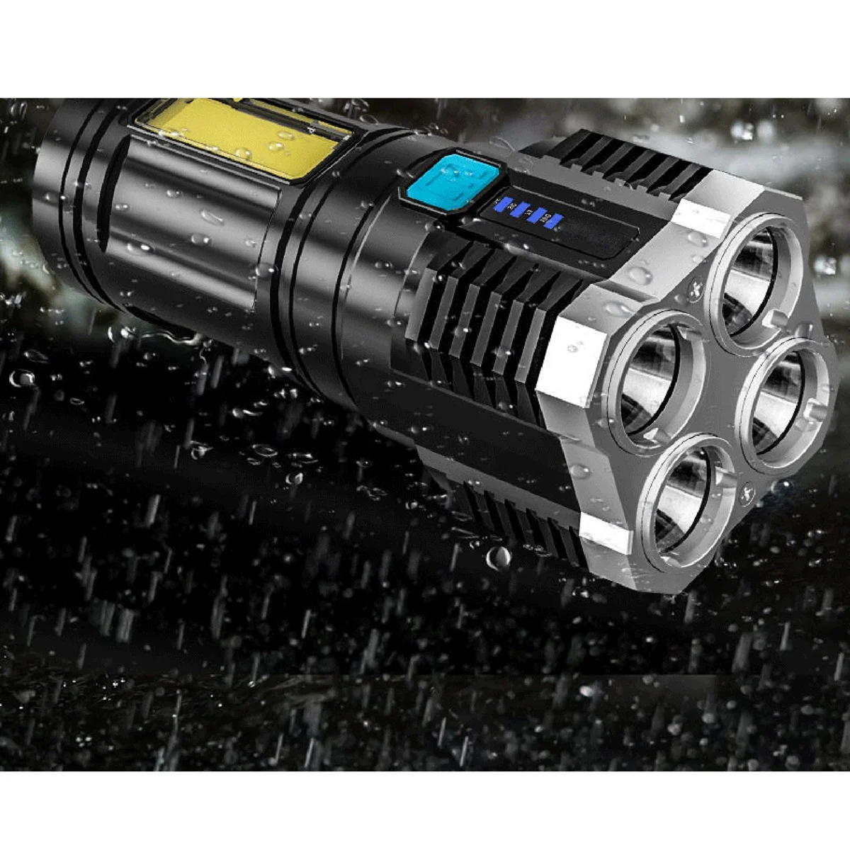 Super Flashlight Ultra Powerful LED Rechargeable Side Light 4LED Outdoor Flashlight for Camping