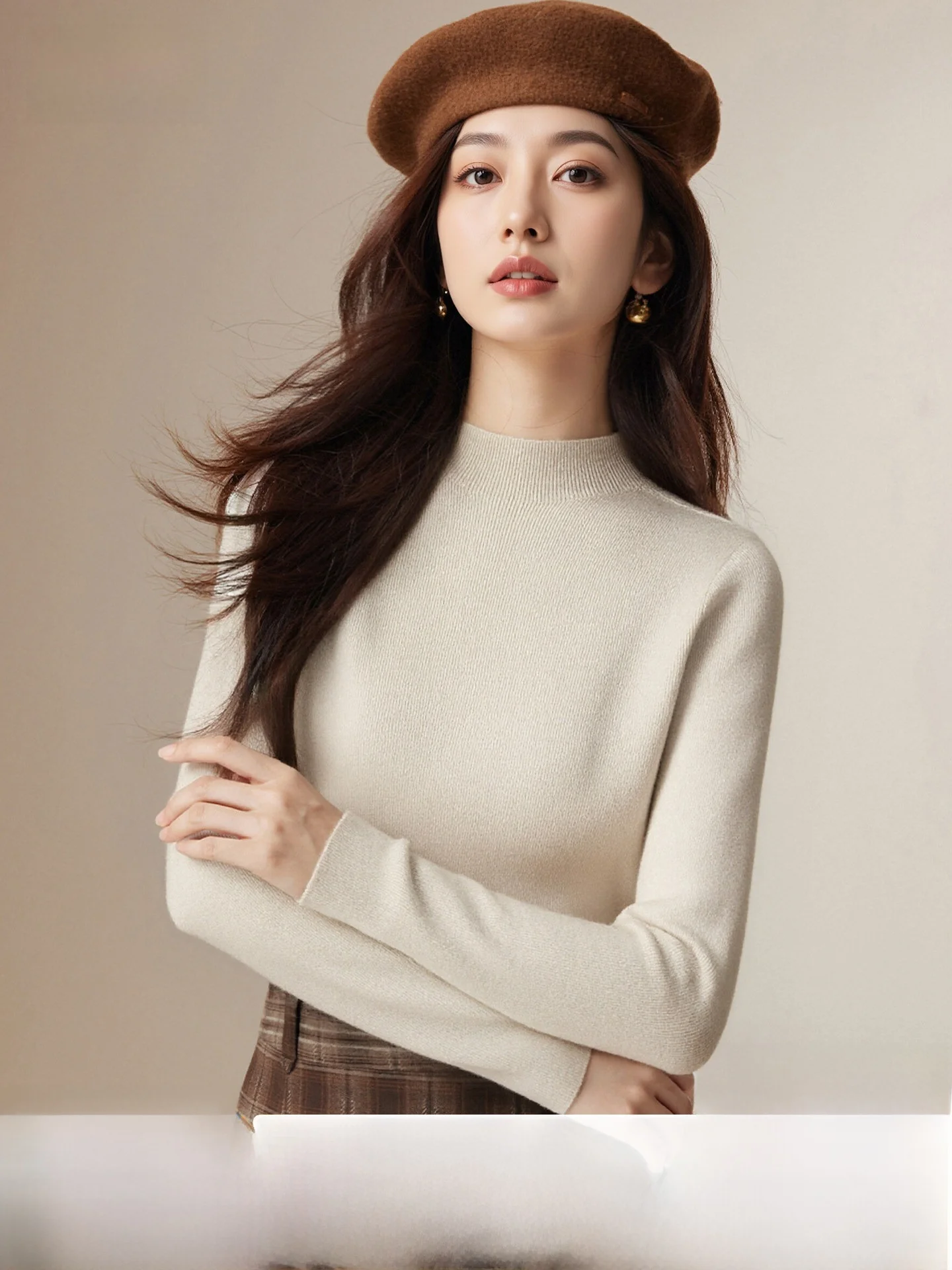 

Women's Knitted Wool Blend Half High Neck Sweater Autumn Winter Casual Style Soft Fabric Base Layer Shirt Polyester Nylon Woo...