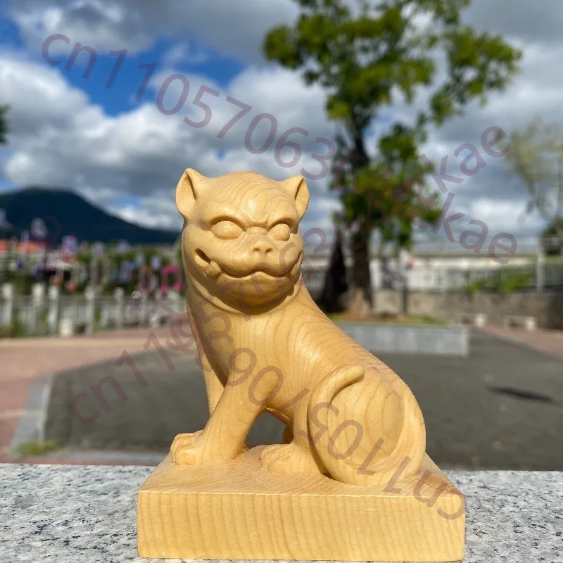 

Hand-Carved Hinoki Wood Tiger Figurine - 4.3" Taiwanese Tiger God Statue,