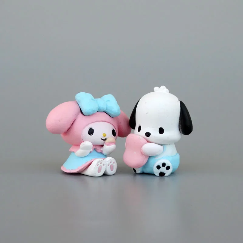 Sanrio-figura de Anime de Cinnamoroll Melody, Hello Kity, Pachacco, Kuromi, Mini trajes de dibujos animados Kawaii, decoración, regalos para niños, Juguetes