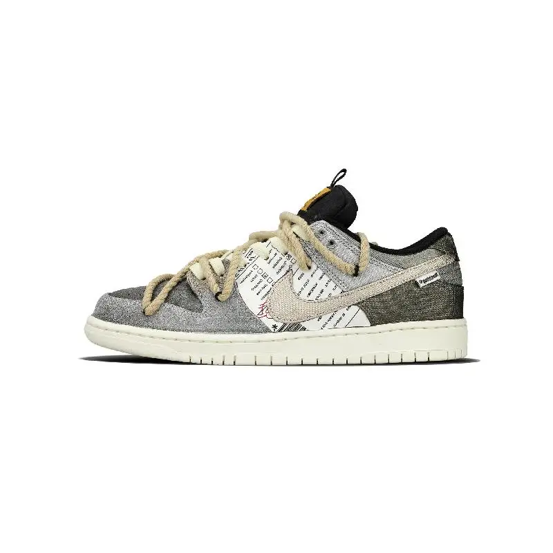 

[Мужская и женская этикеточная бумага на заказ] Nike Dunk SB Label Paper Низкие туфли для скейтборда Унисекс Золото Серебро Белый