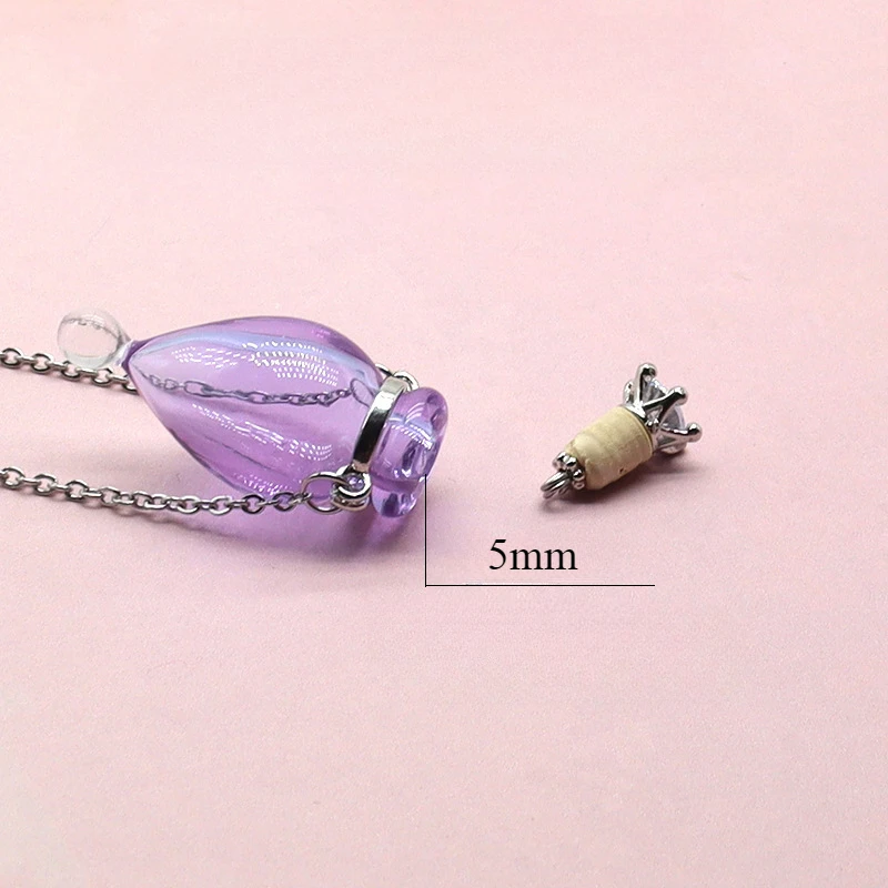Water Drop Perfume Essential Oil Bottle Colored Glass Pendants DIY Fashion Women's Wishing Bottle Fragrance Expanding Necklace image 3
