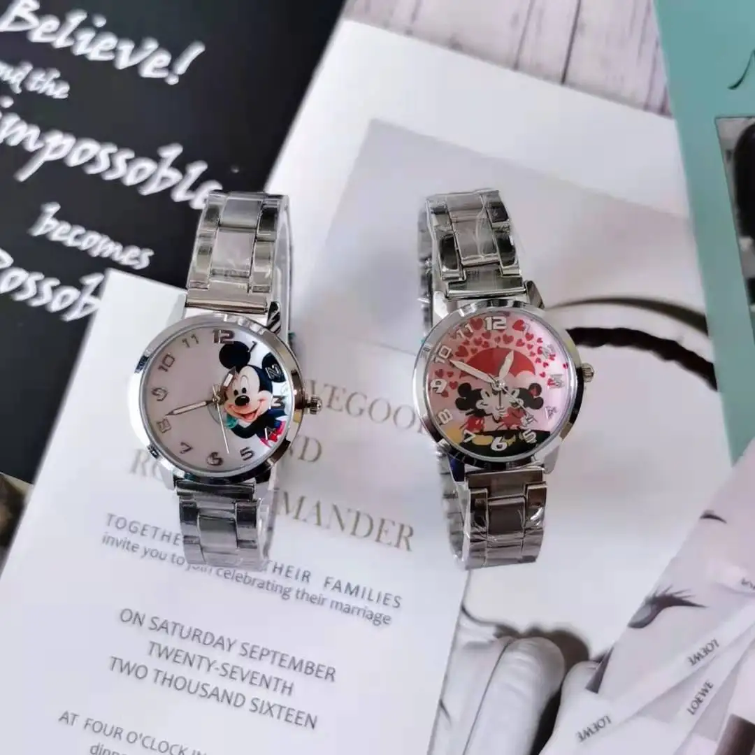 Kinderen Horloge Disney Mickey Minnie Leuke Jongen Meisje Cartoon Mickey Mouse Rvs Waterdichte Quartz Horloge Verjaardag Cadeaus