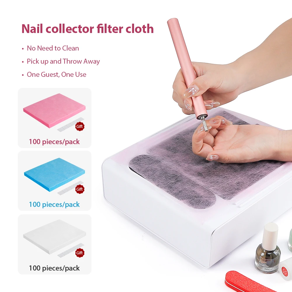 

100pcs Disposable Nail Vacuum Cleaner Filter Paper Nail Dust Collector Dustproof Filter Cloth Nail Dust Extractor Replace Filter