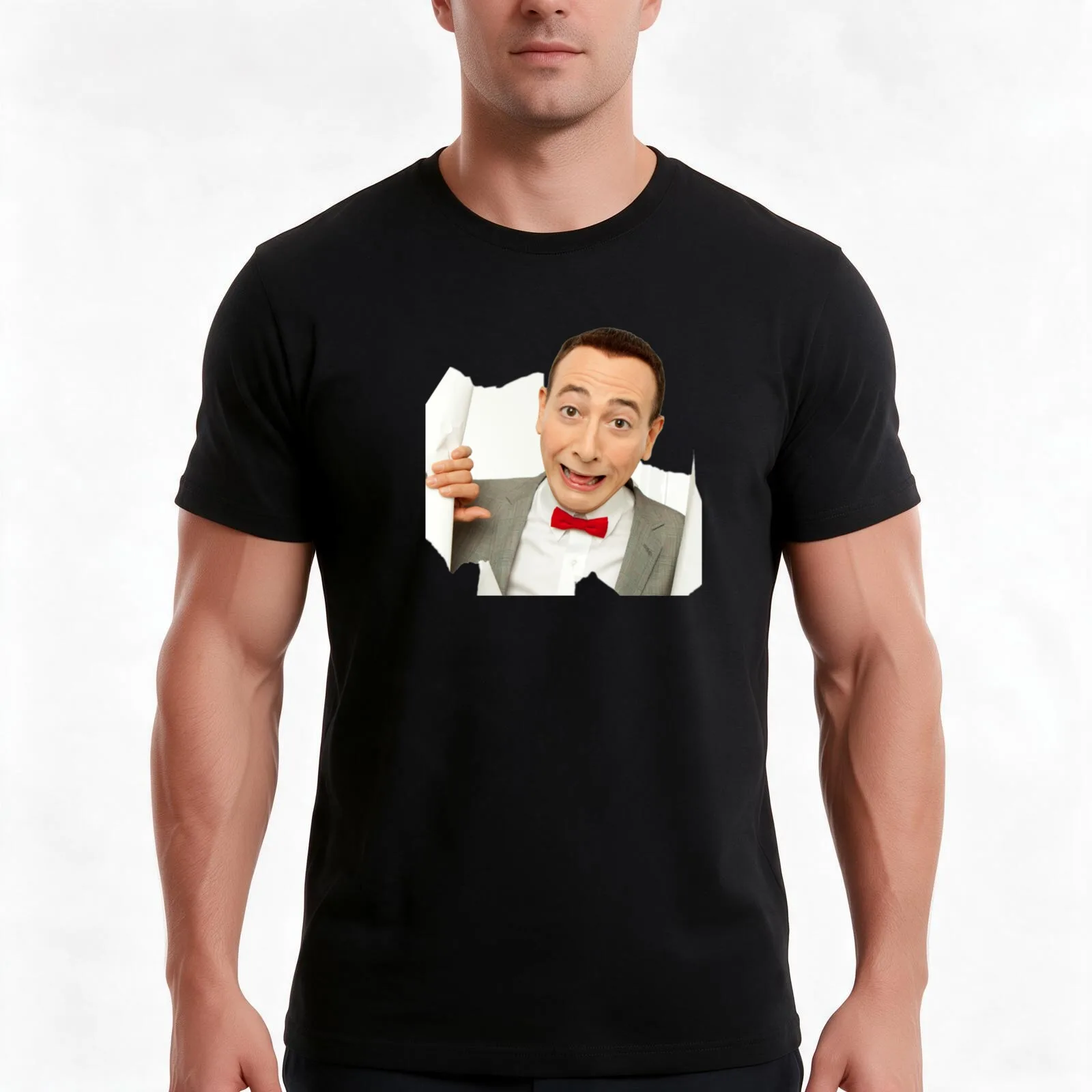Pee Wee Herman T-Shirt, Summer Casual Cotton Tee, Oversized Streetwear Tops, Vintage Graphic Print, Loose Fit Short Sleeve