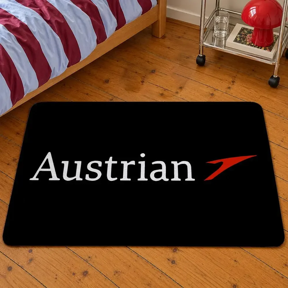 Airline Austrian Airlines Red Chevron Floor Mat Soft Flannel Entrance Doormat Non-Slip Washable Rug For Bedroom Home Decor