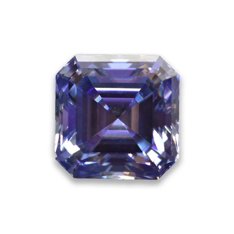 

Moissanite Stone Lavender Color Asscher Cut Loose Gemstone Lab Grown Moissanite GRA Certificated Advanced Jewelry Material