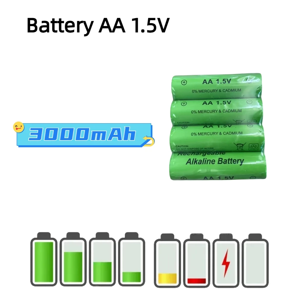 

AA 3000mAh 1.5V Alkaline Battery Rechargeable Battery For Remote Control Toy Batery Smoke Alar