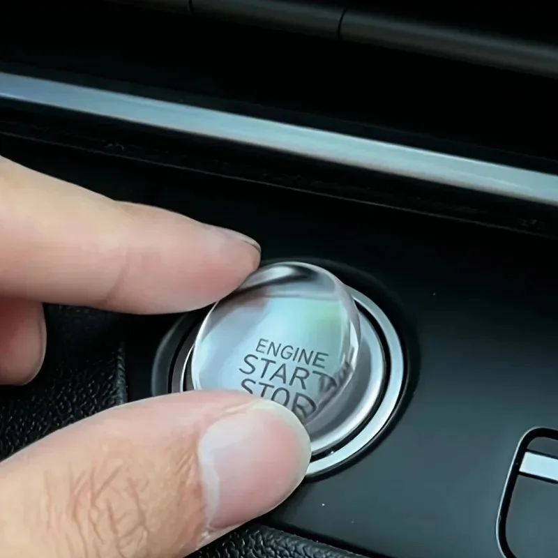 1pc Crystal Transparent Protective Sticker for Car Ignition Switch Button, Suitable for Start/Stop Button Protection Sticker