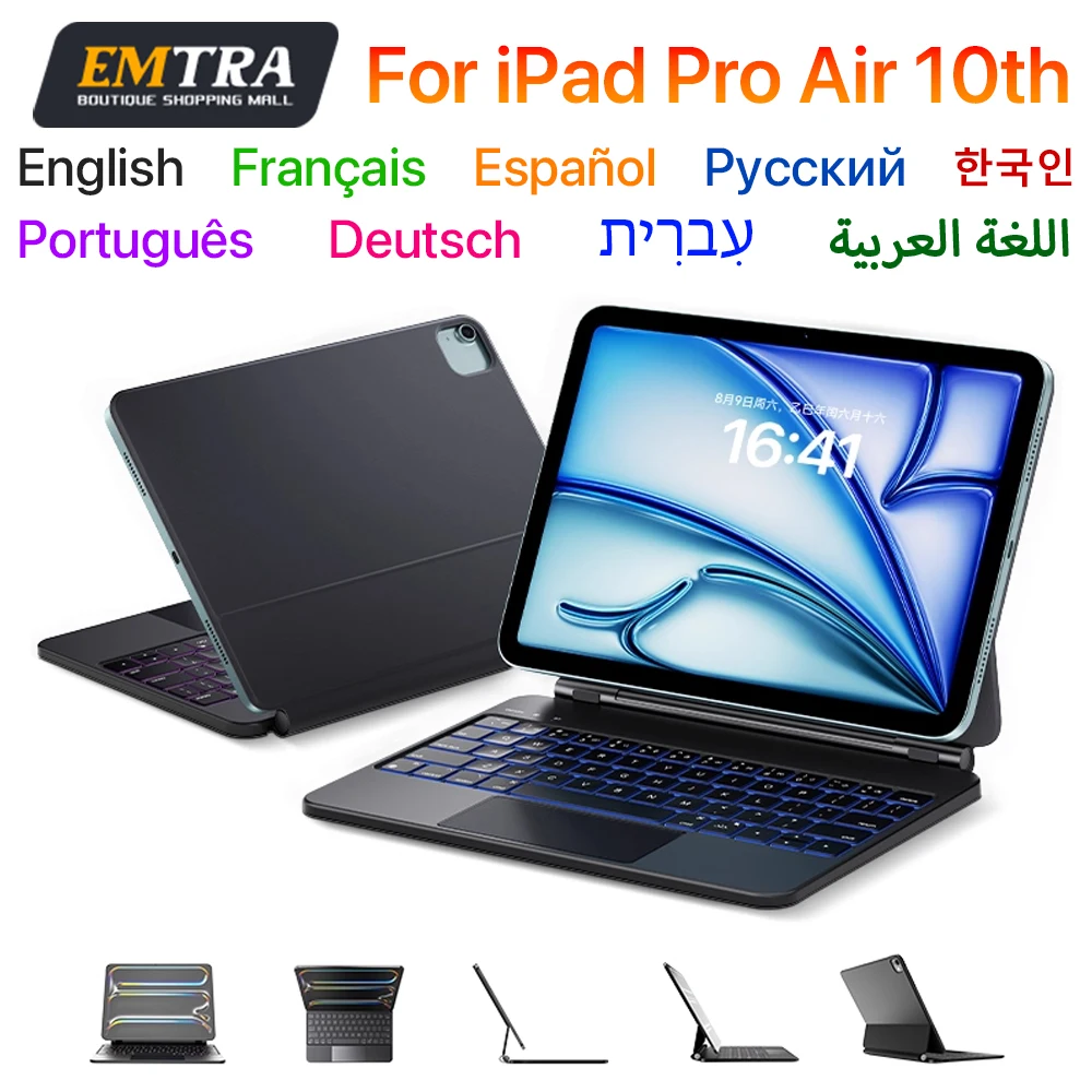 

Волшебная клавиатура для ipad air 13 11 дюймов M2 M3 Bluetooth Беспроводная связь для iPad Air 4 5 6 10,9 дюймов Обложка испанского поколения Smart Cover