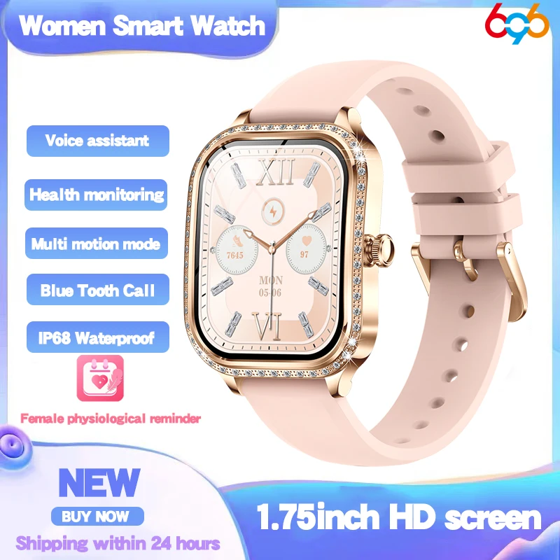 Nieuwe Damesmode Smart Horloge Dame Blue Tooth Call Gezondheidsmonitor Horloge Sport Fitness Tracker Waterdichte Muziek Smartwatch