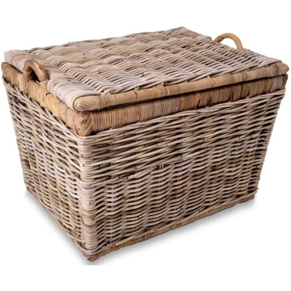 Lift-Off Lid Wicker Storage Basket, Large, 24.5 in L x 18 in W x 17.5 in H, Serene Grey…