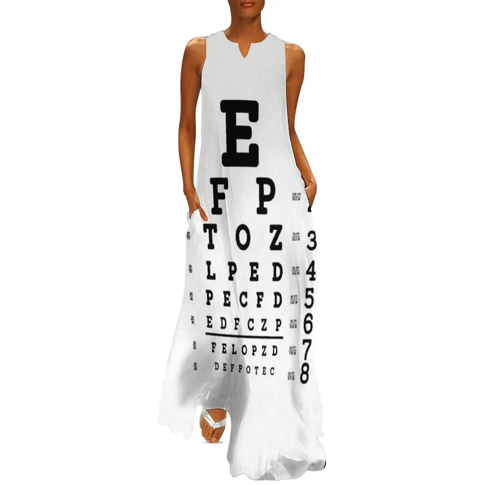 

Snellen Eye Chart Long Dress Women's summer suit Clothing female party dresses woman Dress