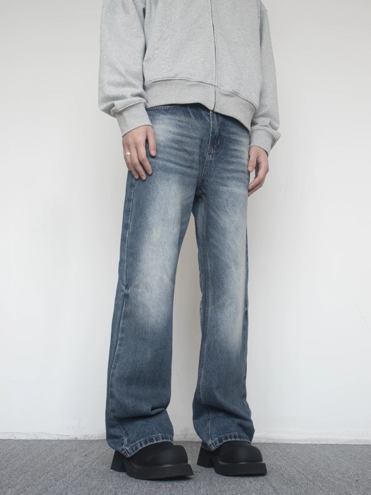 التخسيس عالية الخصر مستقيم الساق الجينز الأزرق الرجال النساء ريترو Waed بناطيل كاجوال XINU الأمريكية Sle الجينز مزيج القطن