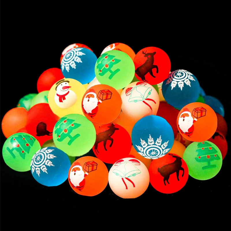 10Pcs Christmas Glow in The Dark Bouncing Ball Luminous Santa Claus Bounce Rubber Ball Toys For Kids Birthday Xmas Party Gifts