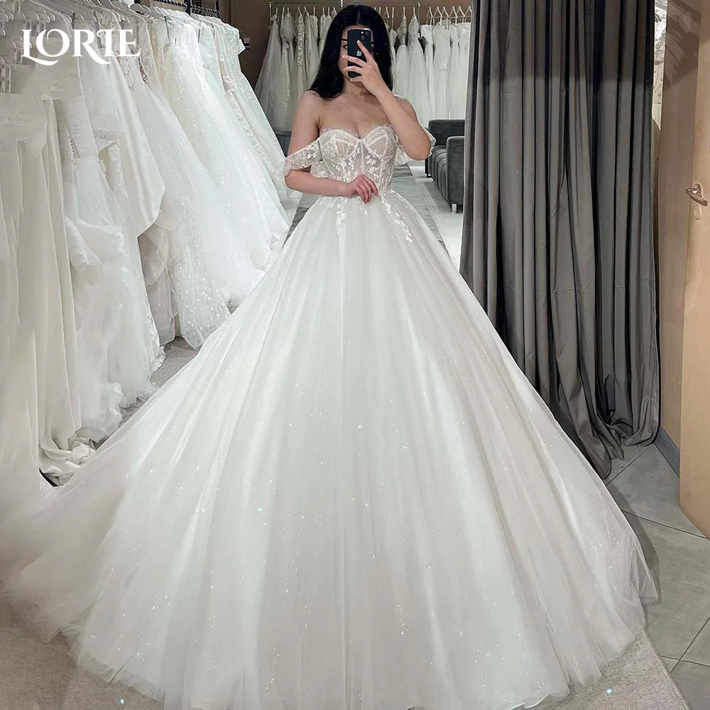 LORIE  Elegant Women\'s Wedding Dress Off Shoulder Backless Appliques A-line White Bride Gown Bride Party Dress vestidos de novia