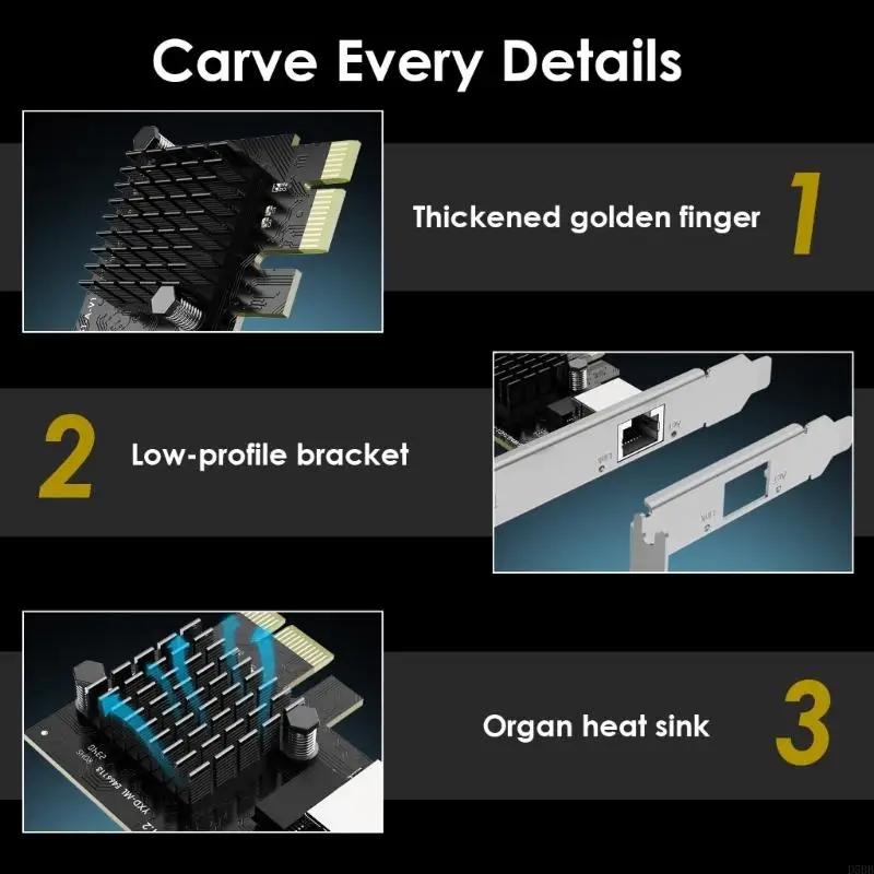 D5BB 2.5G thẻ mạng PCIe Gigabit Ethernet Bộ điều hợp mạng RJ45 hỗ trợ cho cửa sổ