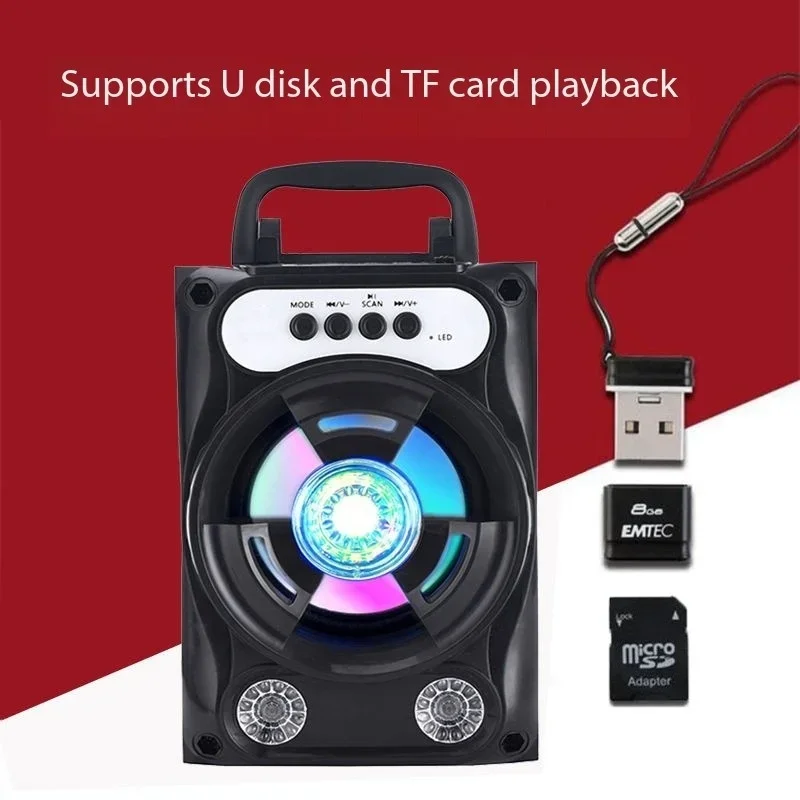 RGB Led Light Sound Box High Volume Subwoofer Stereo Support TF Card FM Radio Wireless Sound Box Free Portable Bluetooth Speaker