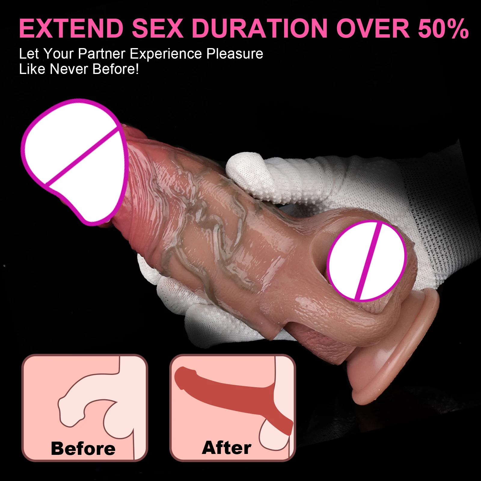 Penis Sleeve Enlargement Realistic Cock Sleeve Extender for Sex Enlargement Wearable Silicone Realistic SXXY-8111