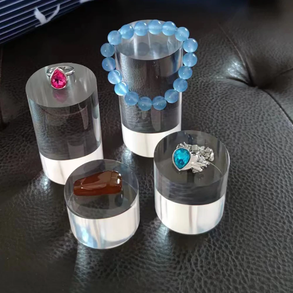 Acrylic Cylinder Ring Jewelry Display Stand Doll Mold Holder Transperant Earring Rack Cosmetic Photography Stand Doll Block